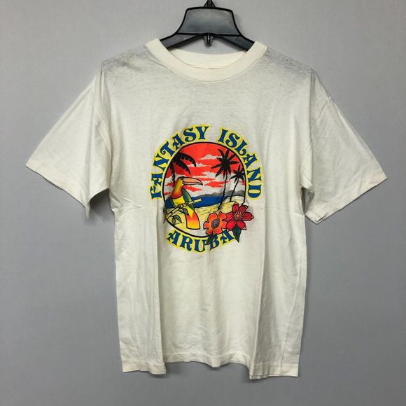Vintage Beach Club Men T-Shirt Top Size Large Aruba Island Single Stitch B188 9C - Picture 9 of 11